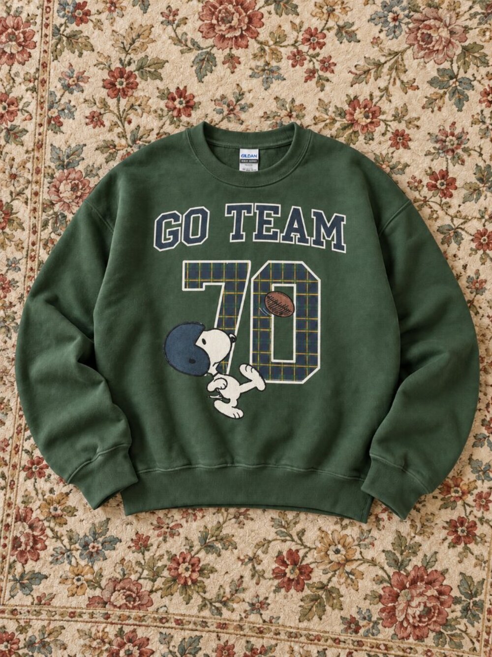 Green Peanuts Snoopy Graphic Crewneck Sweatshirt Unisex Cartoon Pullover